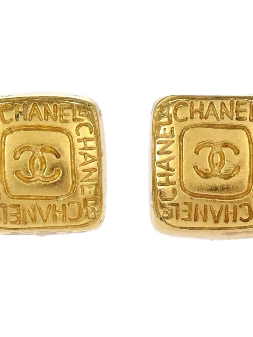 Chanel Square Clip-On Earrings Gold 99A 179279